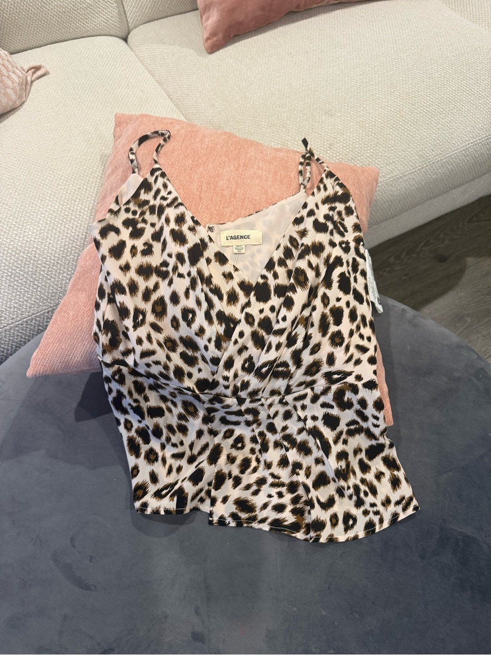 L'AGENCE Leopard-Print Silk Camisole in Beige, Brown and Black